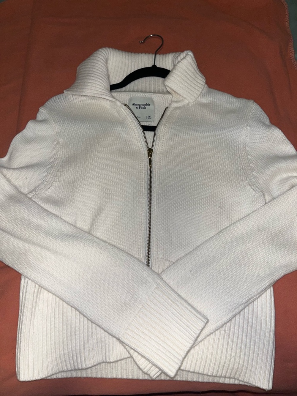 Abercrombie & Fitch Full-Zip Ribbed Collar Sweater